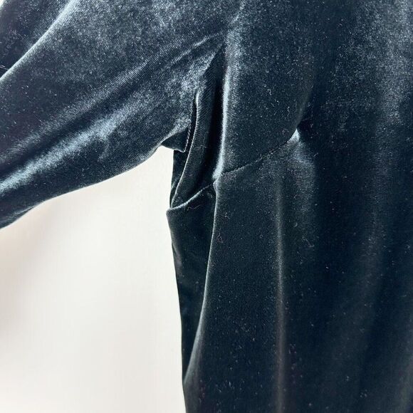 Charter Club Womens Black Velvet Button-Up Roll Sleeve Shirt Tunic Medium - Picture 5 of 13